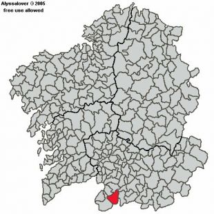 Situación do Concello raiano de Muíños no mapa de Galiza